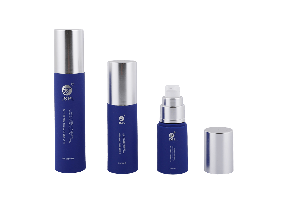 Blue PP Airless Bottles With Silver Cap