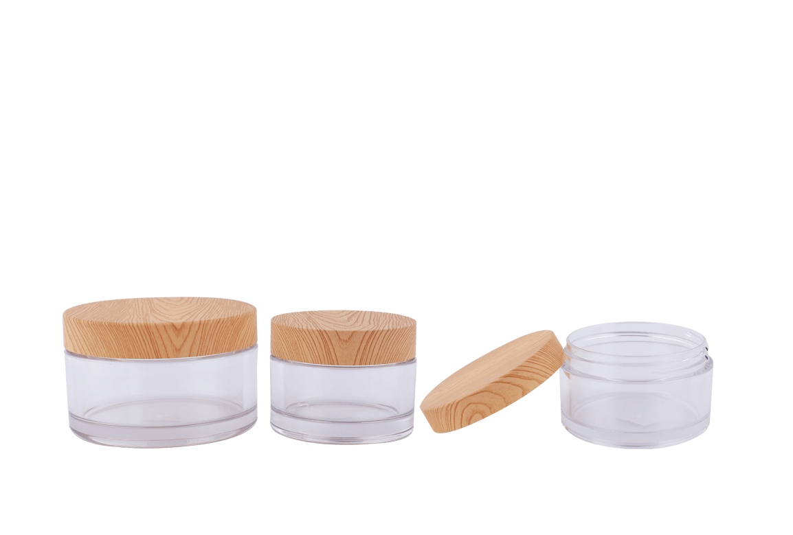 PETG jar with wood grain cap