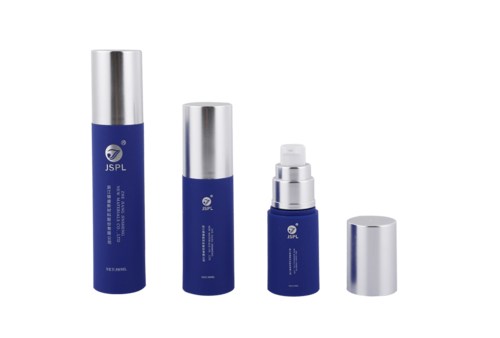 Blue PP Airless Bottles With Silver Cap