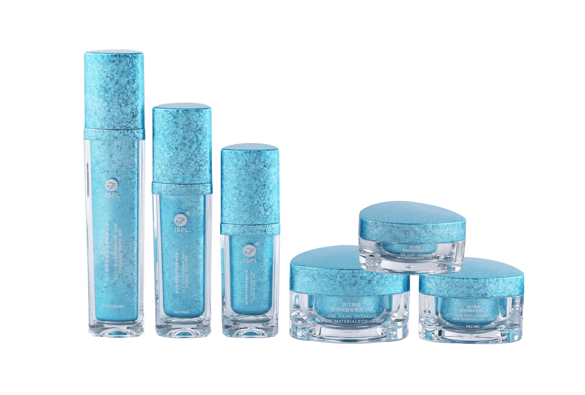 Blue Acrylic Ice Crackle Lotion Bottles/Jars